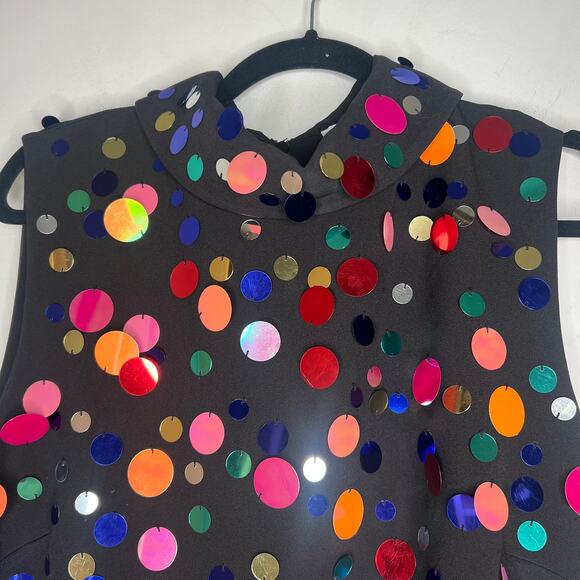 Rixo Black Metallic Confetti Candice Mini Dress Size XL/US 12 - Picture 4 of 11